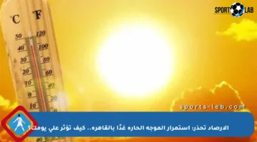 الأرصاد تحذر: استمرار الموجة الحارة غدًا بالقاهرة.. كيف تؤثر على يومك؟